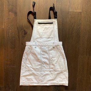 topshop cream denim utility mini dress